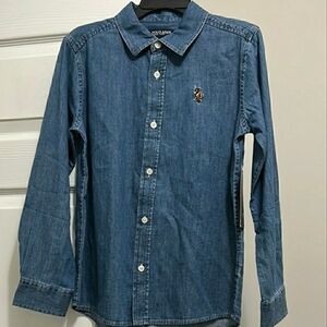 U.S. Polo Assn. Blue Button Down Shirt for Kids Sz 10/12